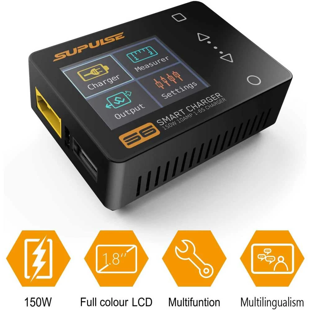  Skip to product information SUPULSE S6 Balance Charger Discharger for 1S-6S LiPo Battery NiMH/NiCD/Li-PO/Li-Fe/Pb