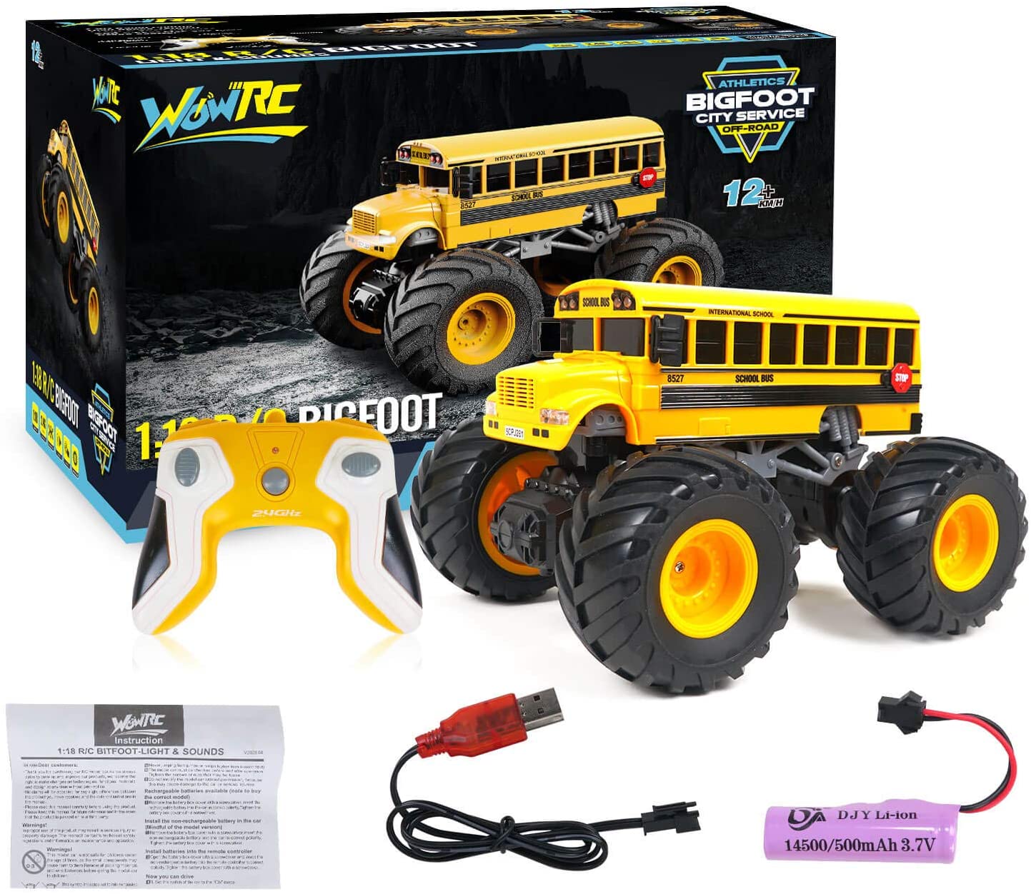 WOWRC School Bus RTR Yellow 1/18th Scale-HOBBY ZONE