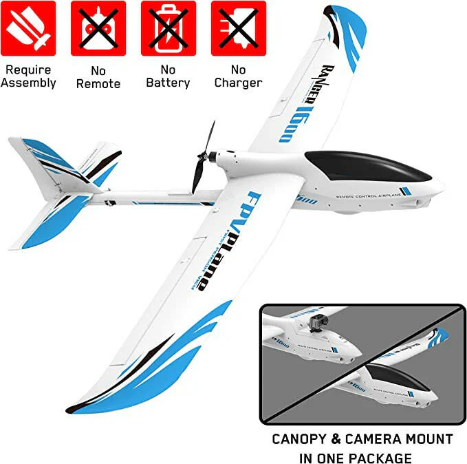 VOLANTEXRC Ranger1600 PNP 1600mm RC Glider Airplane FPV with Unibody Plastic Fuselage 63''-75707