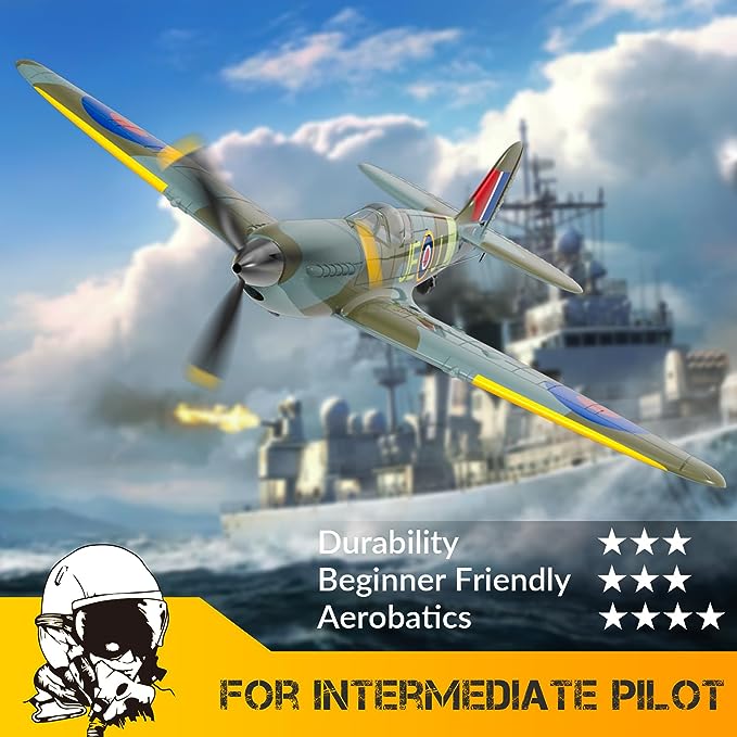 VOLANTEXRC Spitfire 400mm RTF/PNP RC Warbirds Micro RC Plane 4CH w/ Gyro 15.7''-76112