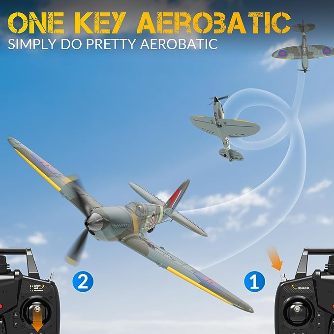 VOLANTEXRC Spitfire 400mm RTF/PNP RC Warbirds Micro RC Plane 4CH w/ Gyro 15.7''-76112