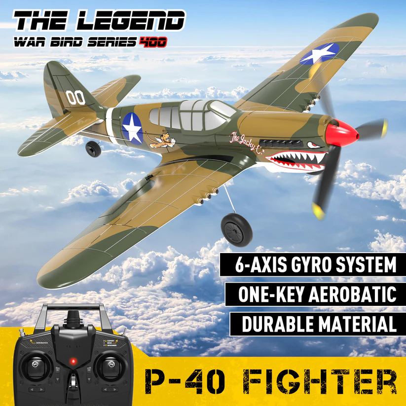 VOLANTEXRC Warhawk P40 400mm RTF RC Warbirds Mini Airplane 4CH 15.7''-76113