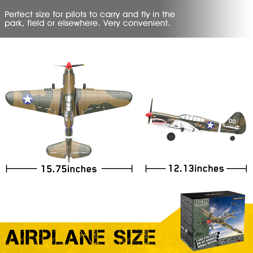 VOLANTEXRC Warhawk P40 400mm RTF RC Warbirds Mini Airplane 4CH 15.7''-76113