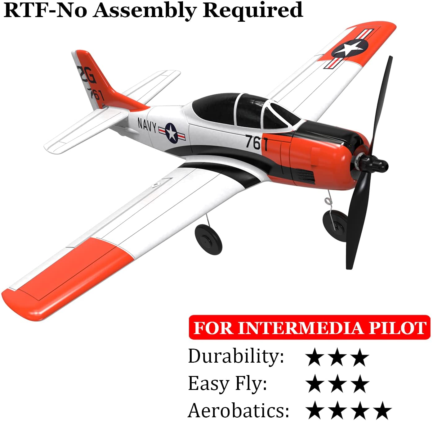 VOLANTEXRC T-28 Trojan 400mm RTF RC Warbirds Aircraft 4CH-76109