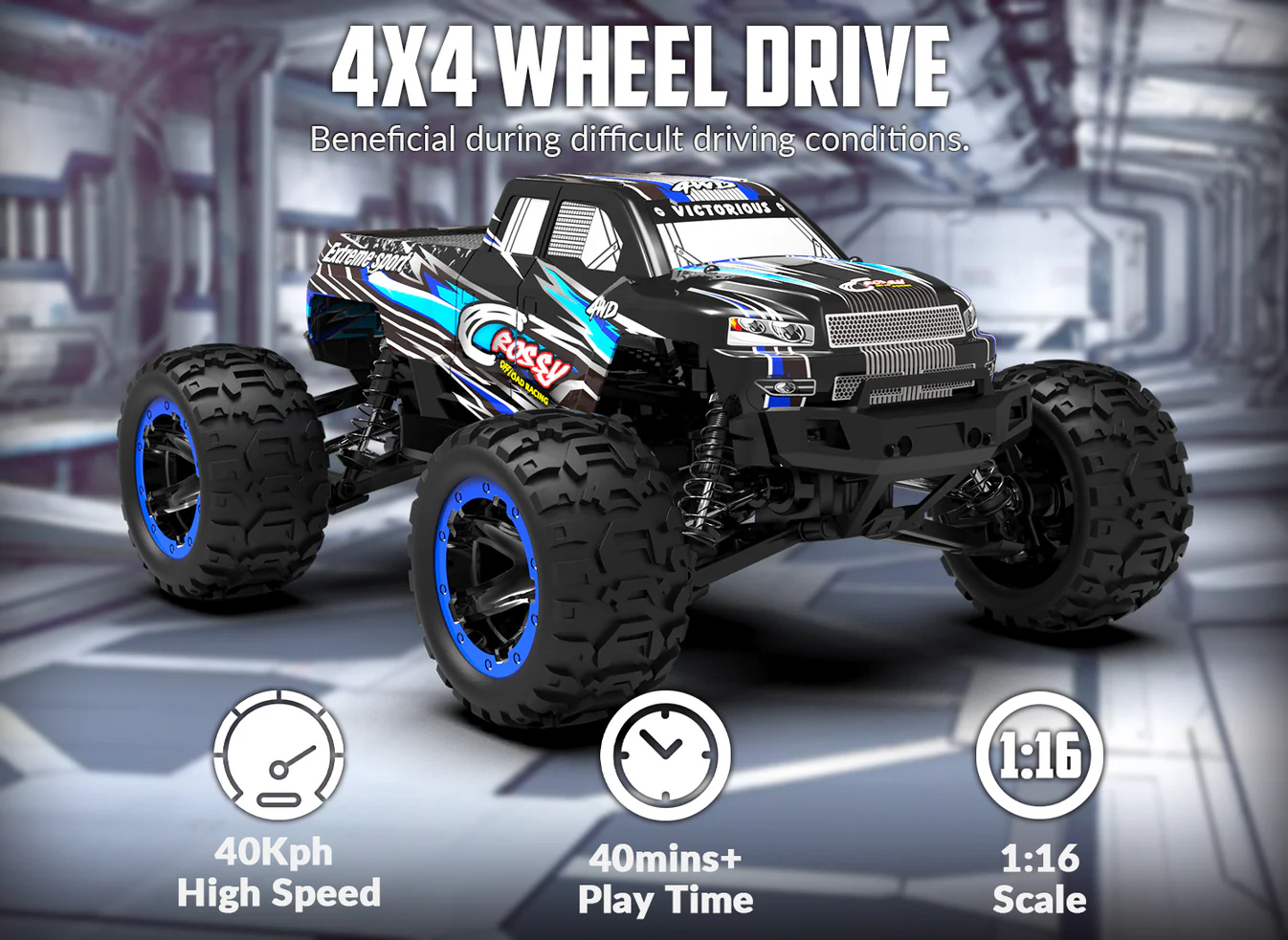 RACENT Crossy 1/16 RC Truck 30mph High Speed Racing Remote Control Car Great Gift