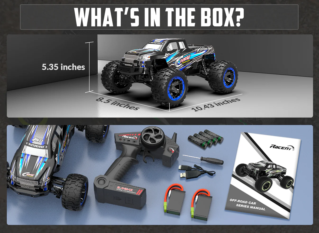 RACENT Crossy 1/16 RC Truck 30mph High Speed Racing Remote Control Car Great Gift