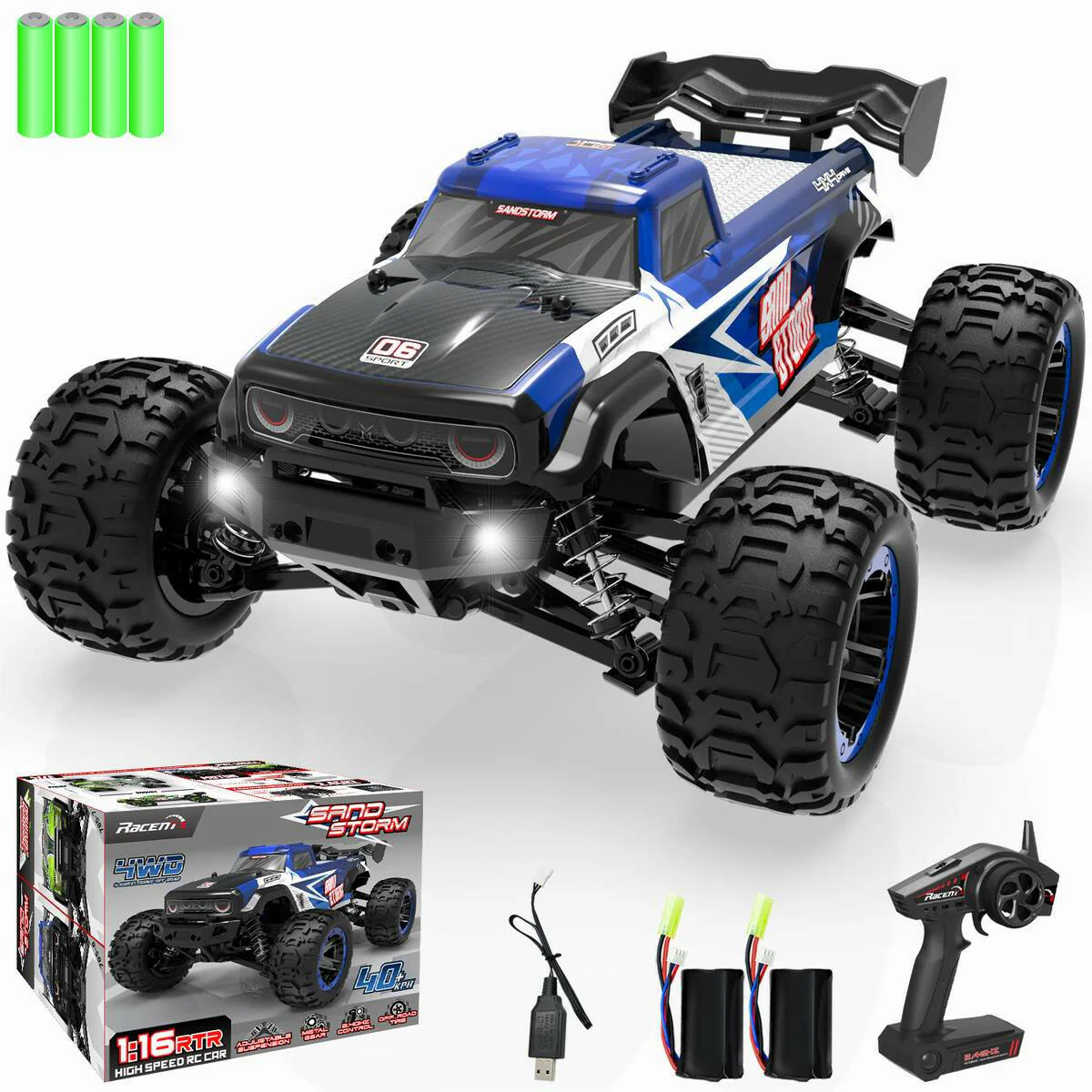 RACENT SandStorm 1/16 High Speed Remote Control RC Truck 30mph Fast Off Road Car