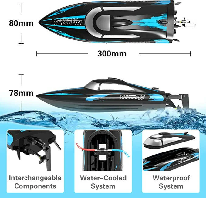EXHOBBY Vector30 Mini Self Righting RC Pool Boat  RTR Black