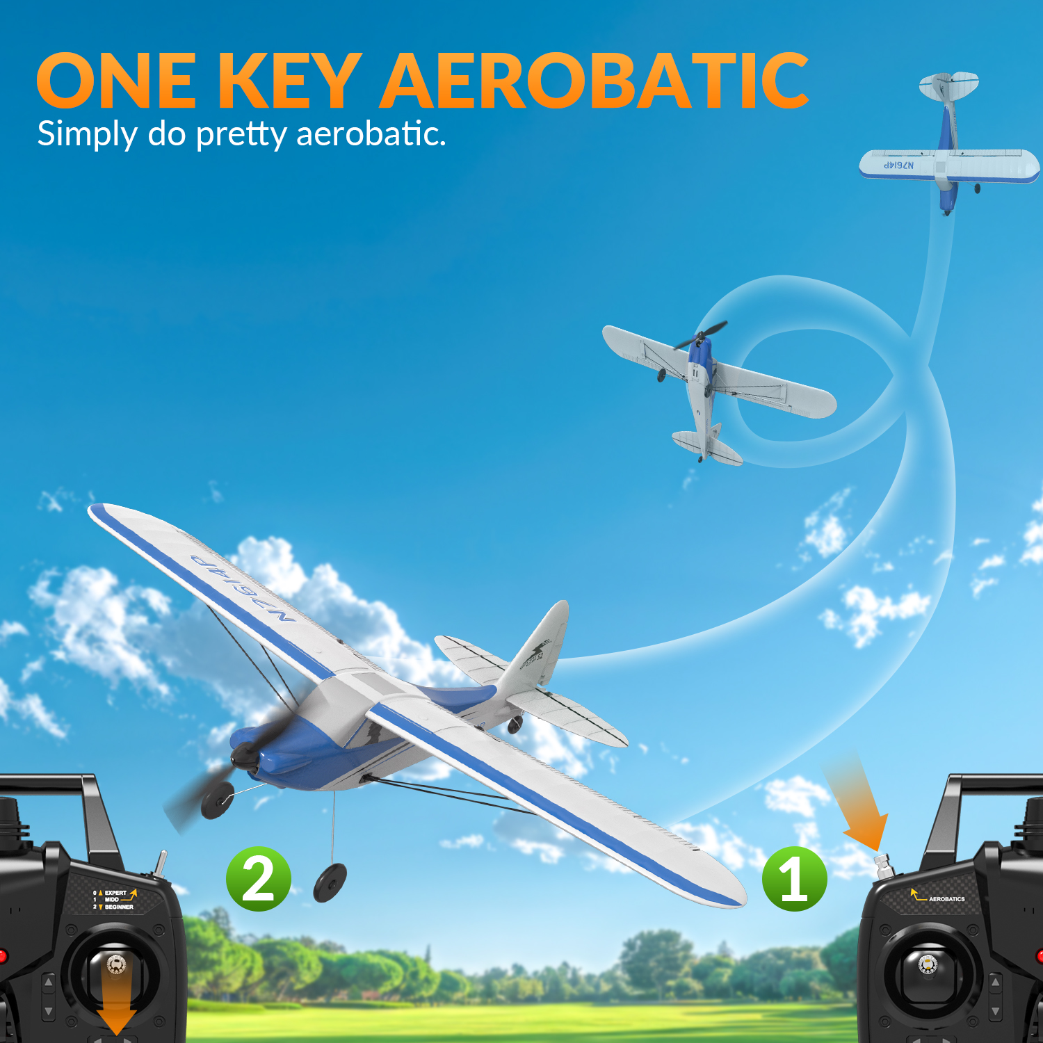 VOLANTEXRC Sport Cub 500mm RTF RC Trainer Airplane 4CH w/ Gyro 19.7''-76104