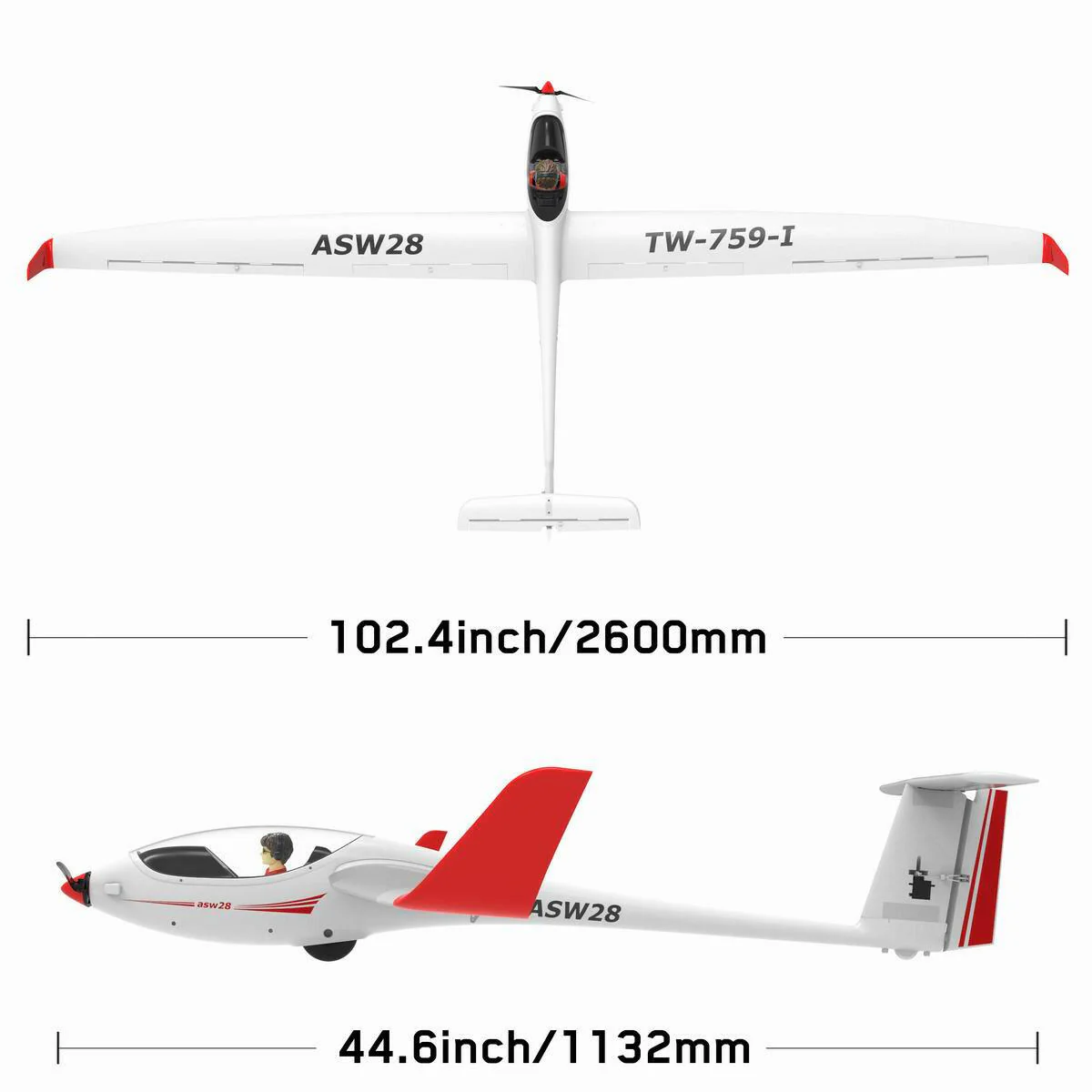 VOLANTEXRC ASW28 5CH 2.6M Brushless Sailplane  PNP-75901