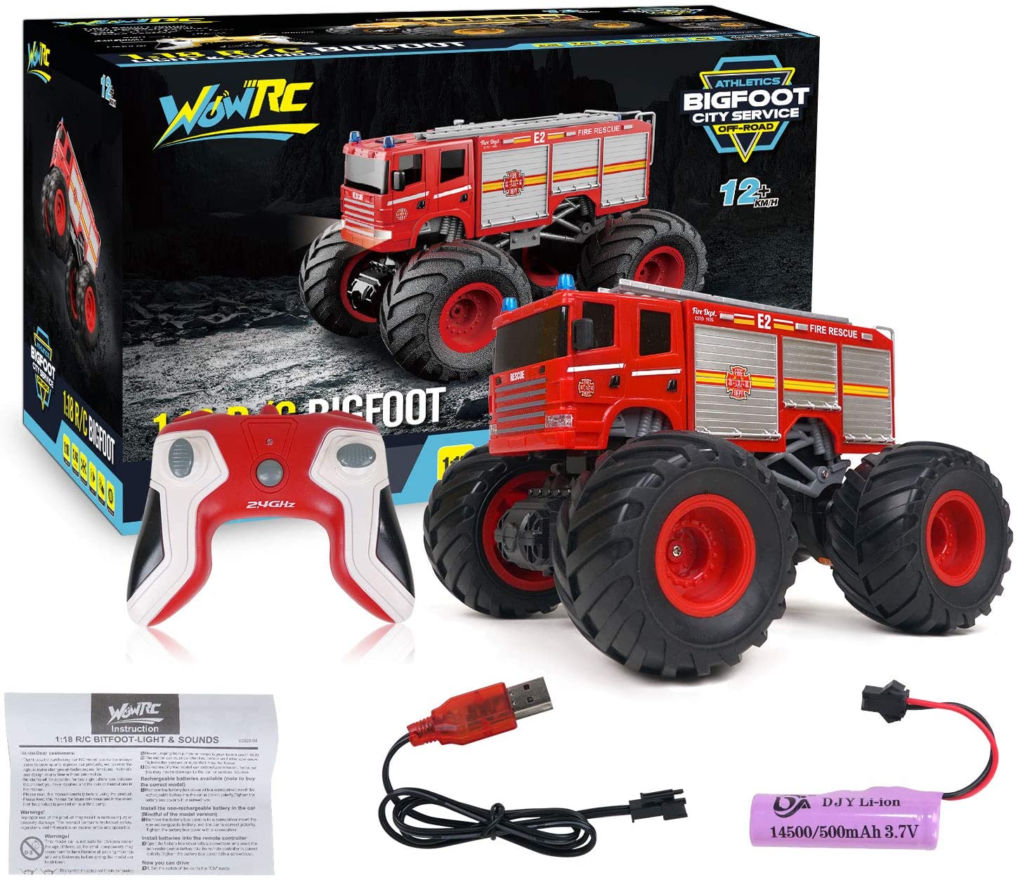 WOWRC Fire Truck RTR Red 1/18th Scale-HOBBY ZONE
