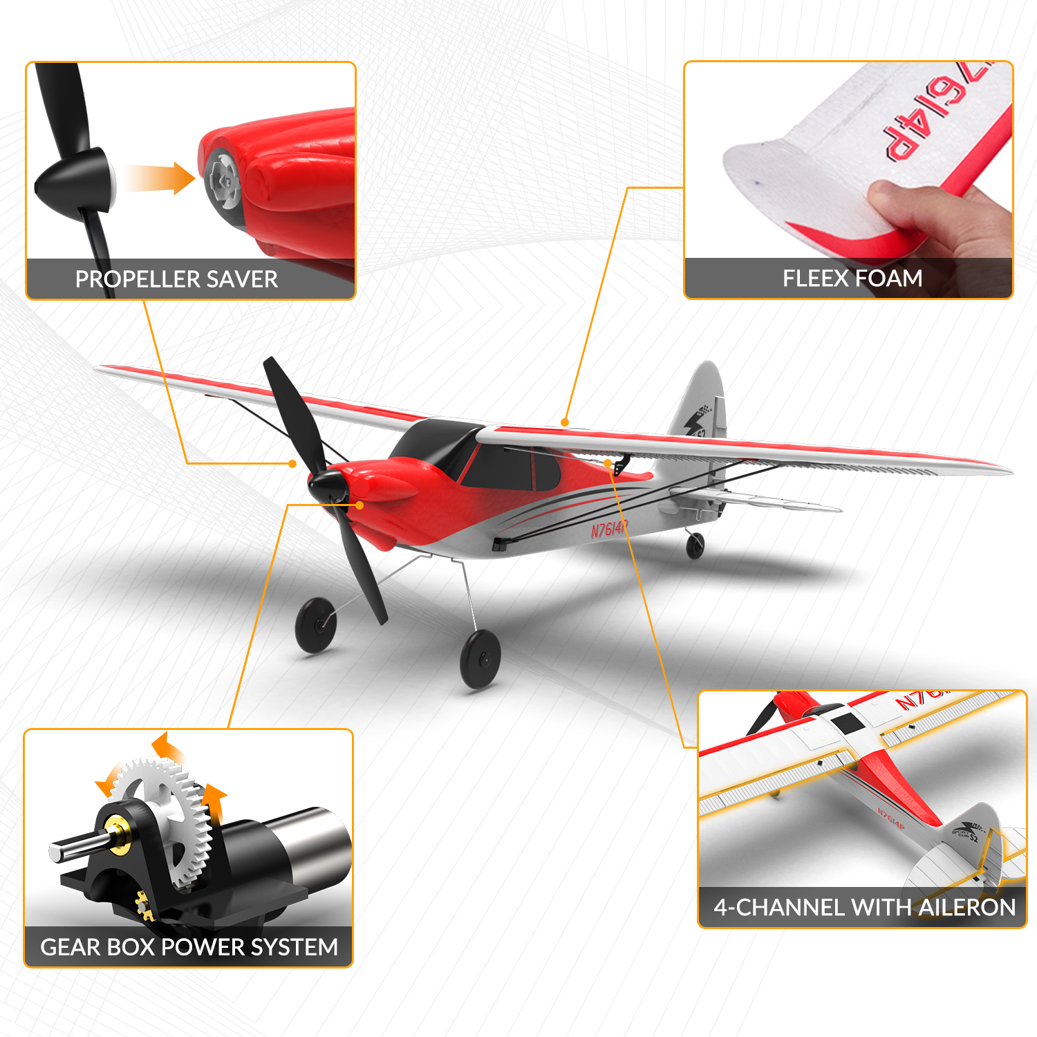 VOLANTEXRC Sport Cub 500mm RTF RC Trainer Airplane 4CH w/ Gyro 19.7''-76104