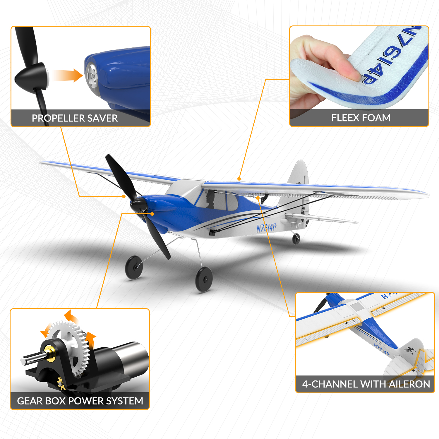 VOLANTEXRC Sport Cub 500mm RTF RC Trainer Airplane 4CH w/ Gyro 19.7''-76104