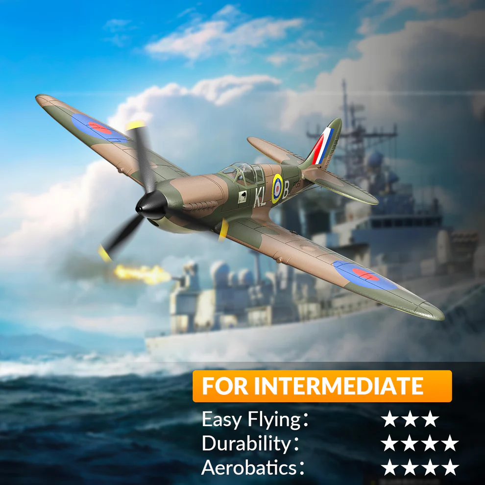 VOLANTEXRC Spitfire 400mm RTF RC Warbirds Mini RC Airplane 4CH 15.7''-76112
