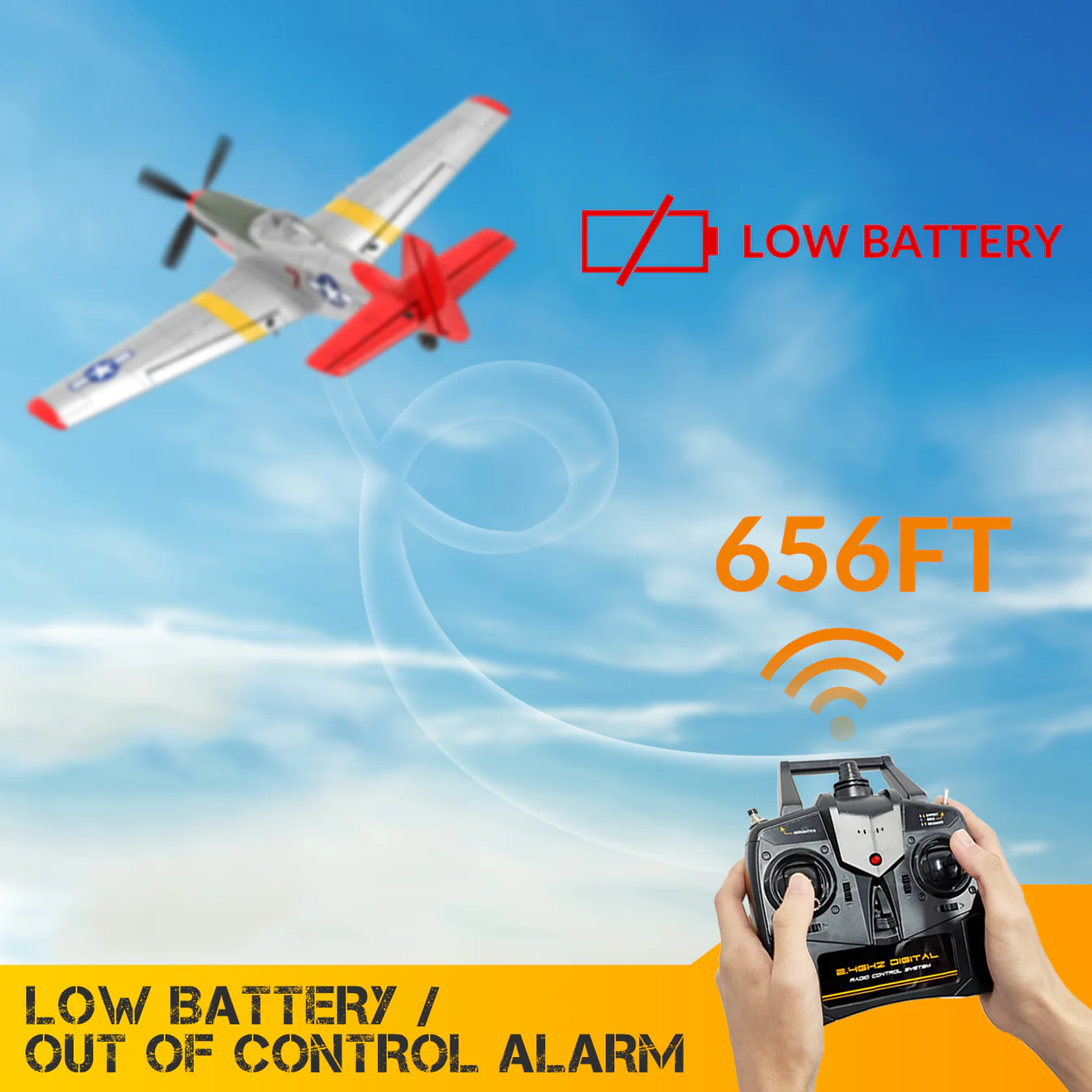 VOLANTEXRC Mustang P51 Red 400mm 4CH RTF-76105