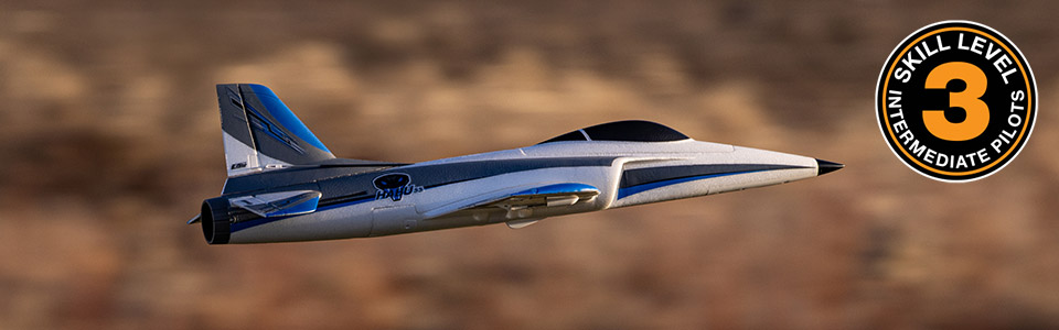 Skill Level 3 – Experience Required for the E-flite Habu SS (Super Sport) 50mm EDF RC Jet