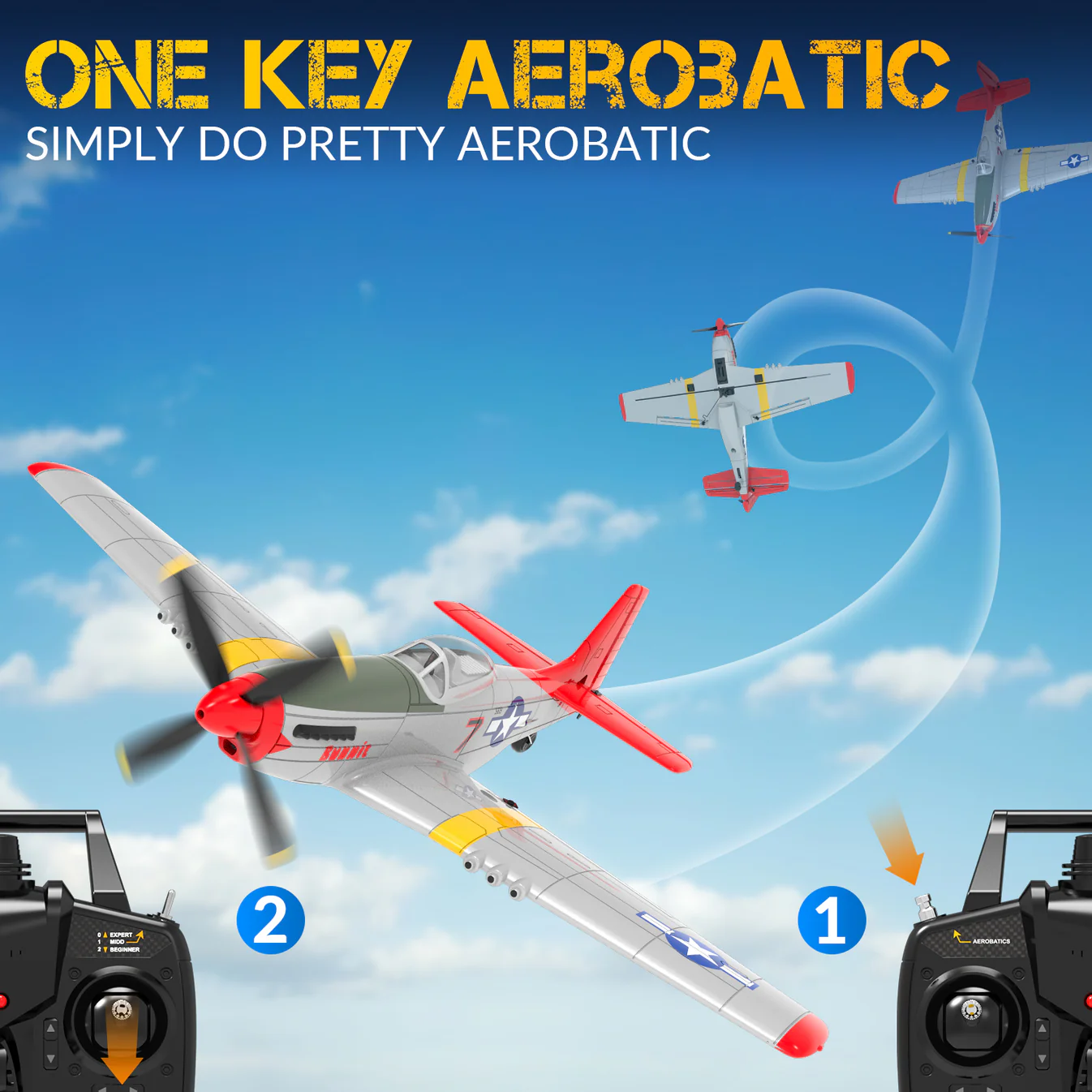 VOLANTEXRC Mustang P51 Red 400mm 4CH RTF-76105