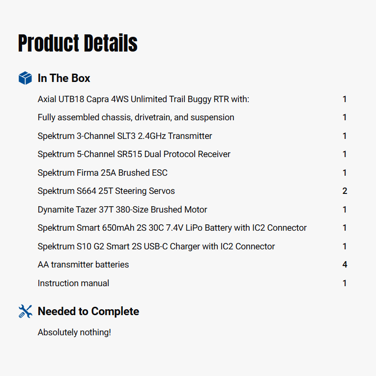 Axial 1:18 UTB18 Capra 4WS 4X4 RTR Brushed Rock Crawler-AXI-1750T1/AXI-1750T2