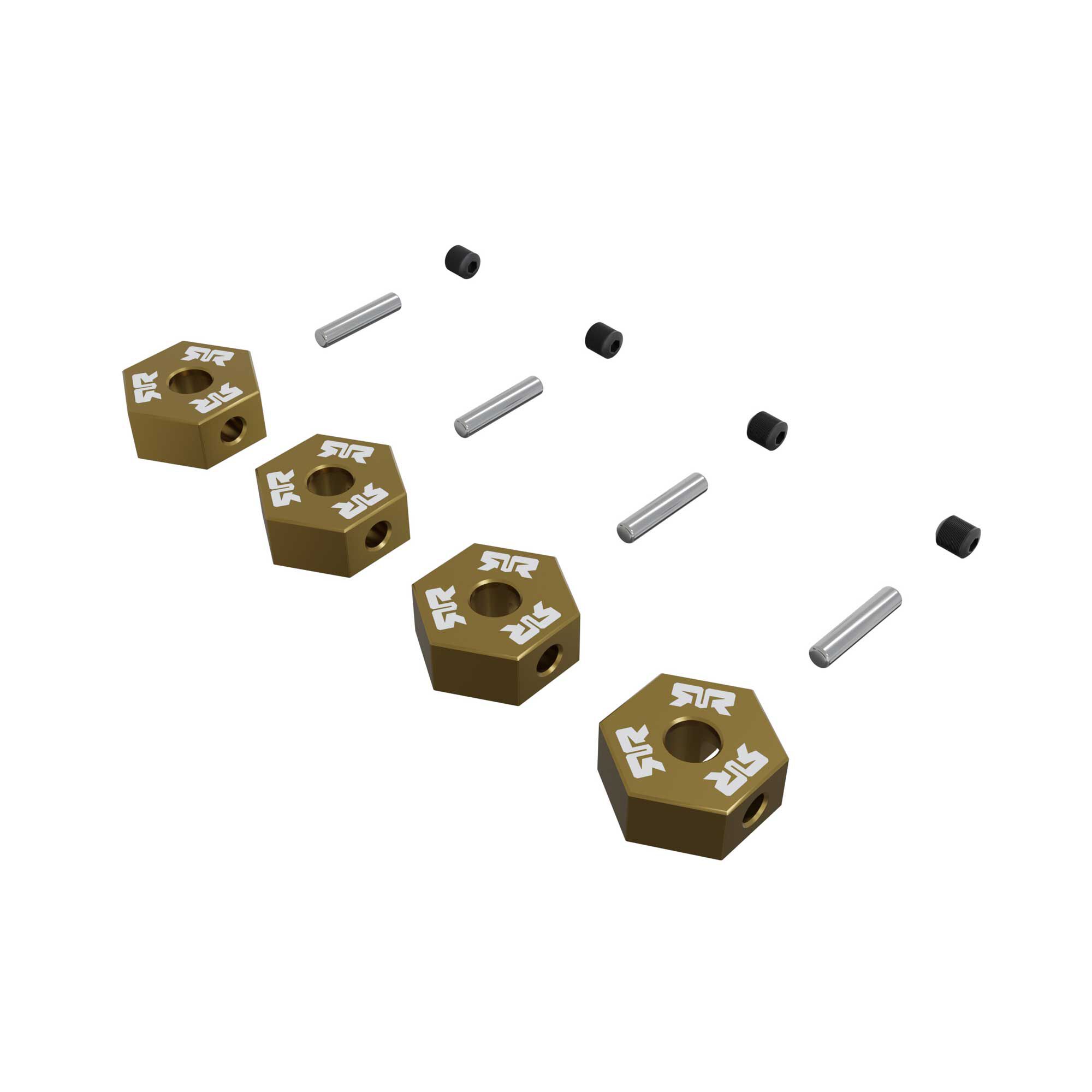 12mm Wheel Hex Set, Metal, Gold (4pcs)