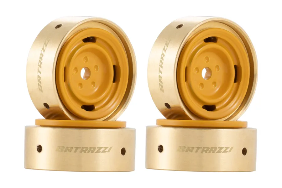 BATRAZZI 0.8" Aluminum 4-Slot Road Wheels Yellow 4 Pcs for SCX24/CR24/FCX24M (Discovery/Range Rover & Tacoma)-BTZ1088YL-AL
