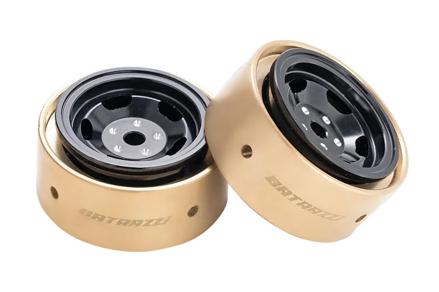 BATRAZZI 0.9" Aluminum Star Road Wheels Black 4 Pcs for SCX24/CR24/FCX24M (D90/D110 & Tacoma)-BTZ1087BK-AL