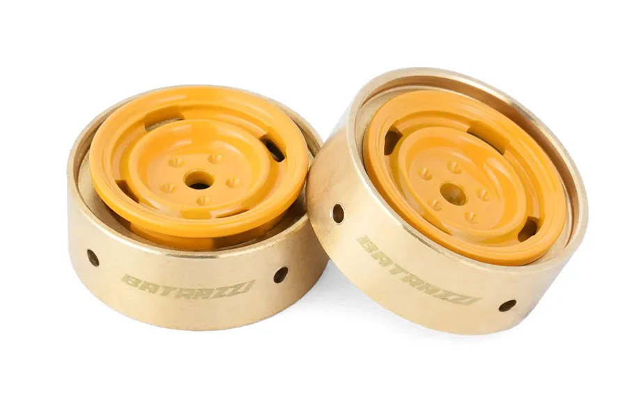 BATRAZZI 0.8" Aluminum 4-Slot Road Wheels Yellow 4 Pcs for SCX24/CR24/FCX24M (Discovery/Range Rover & Tacoma)-BTZ1088YL-AL