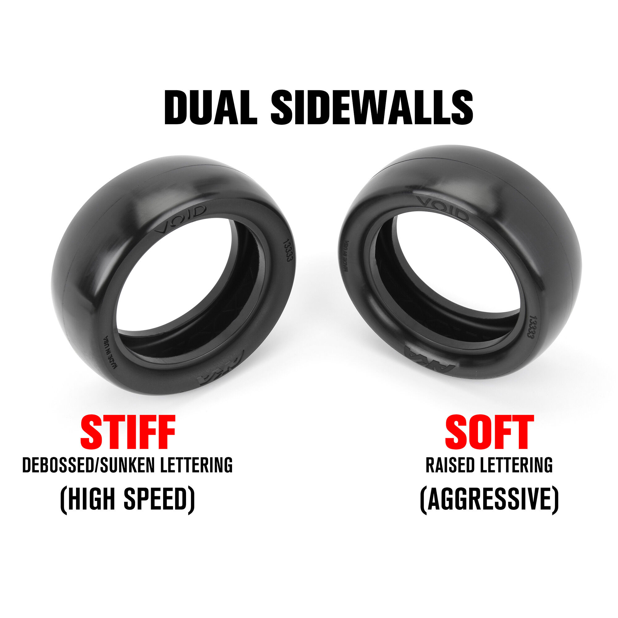 AKA PRODUCTS, INC. 1:10 Void Clay 2WD/4WD Front 2.2" Off-Road Buggy Tires (2)-AKA13333CR