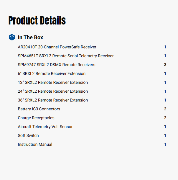 Spektrum AR20410T 20-Channel PowerSafe Telemetry Receiver-SPMAR20410T