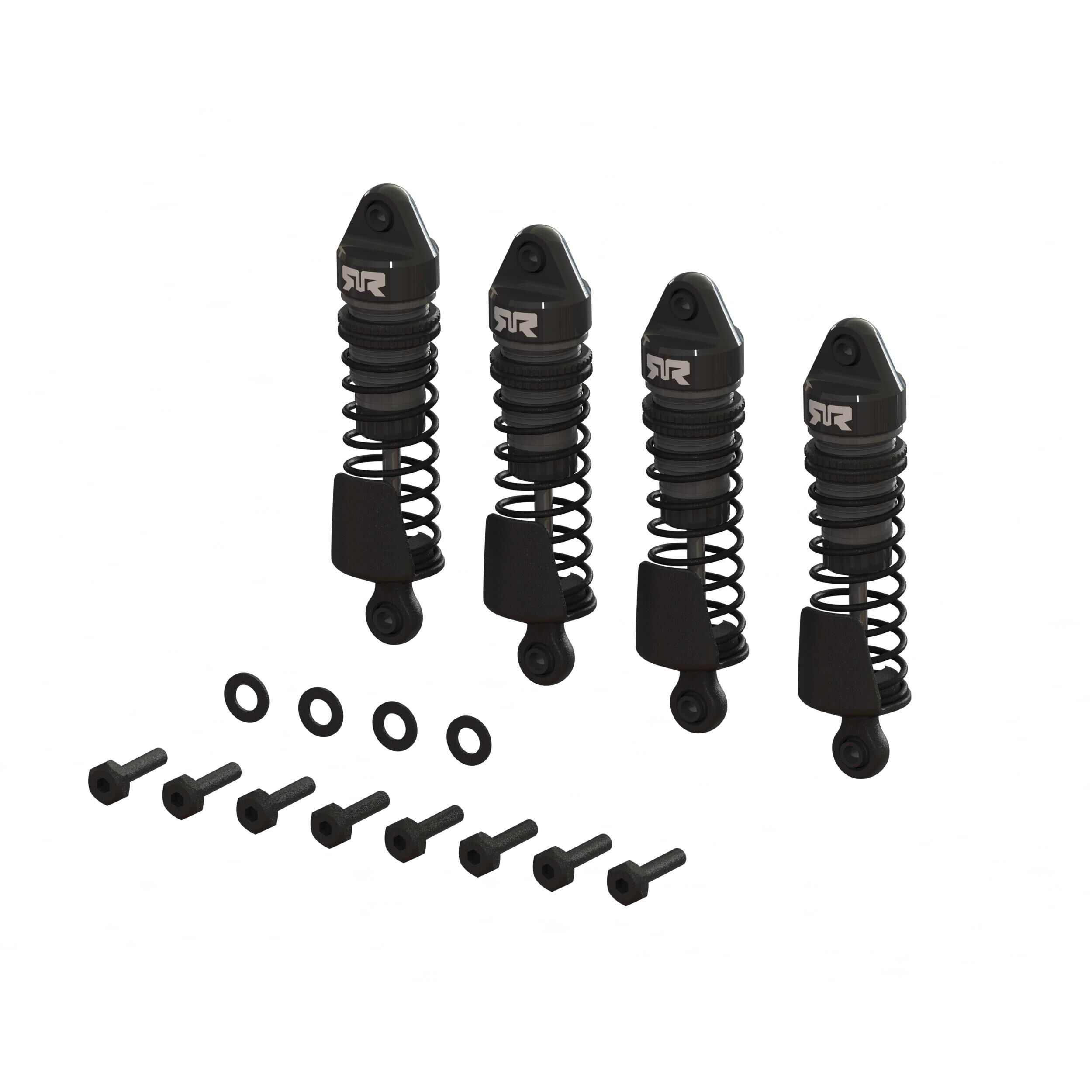 ARRMA Aluminum Shock Set, 58mm Length, 2000cSt Oil (4), Gunmetal: GROM-ARA-1560