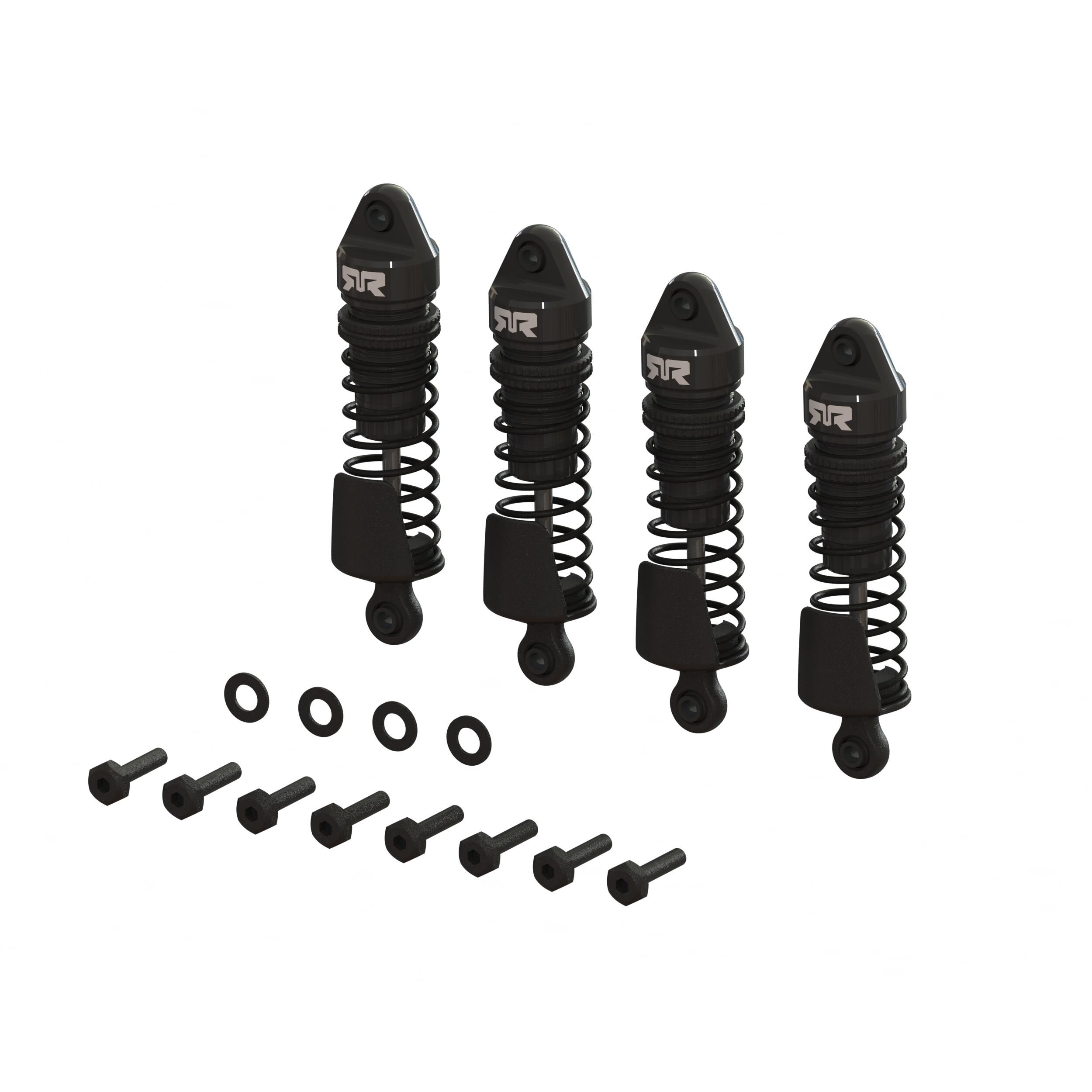 ARRMA Aluminum Shock Set, 58mm Length, 1000 cSt Oil (4), Black: GROM-ARA-1567