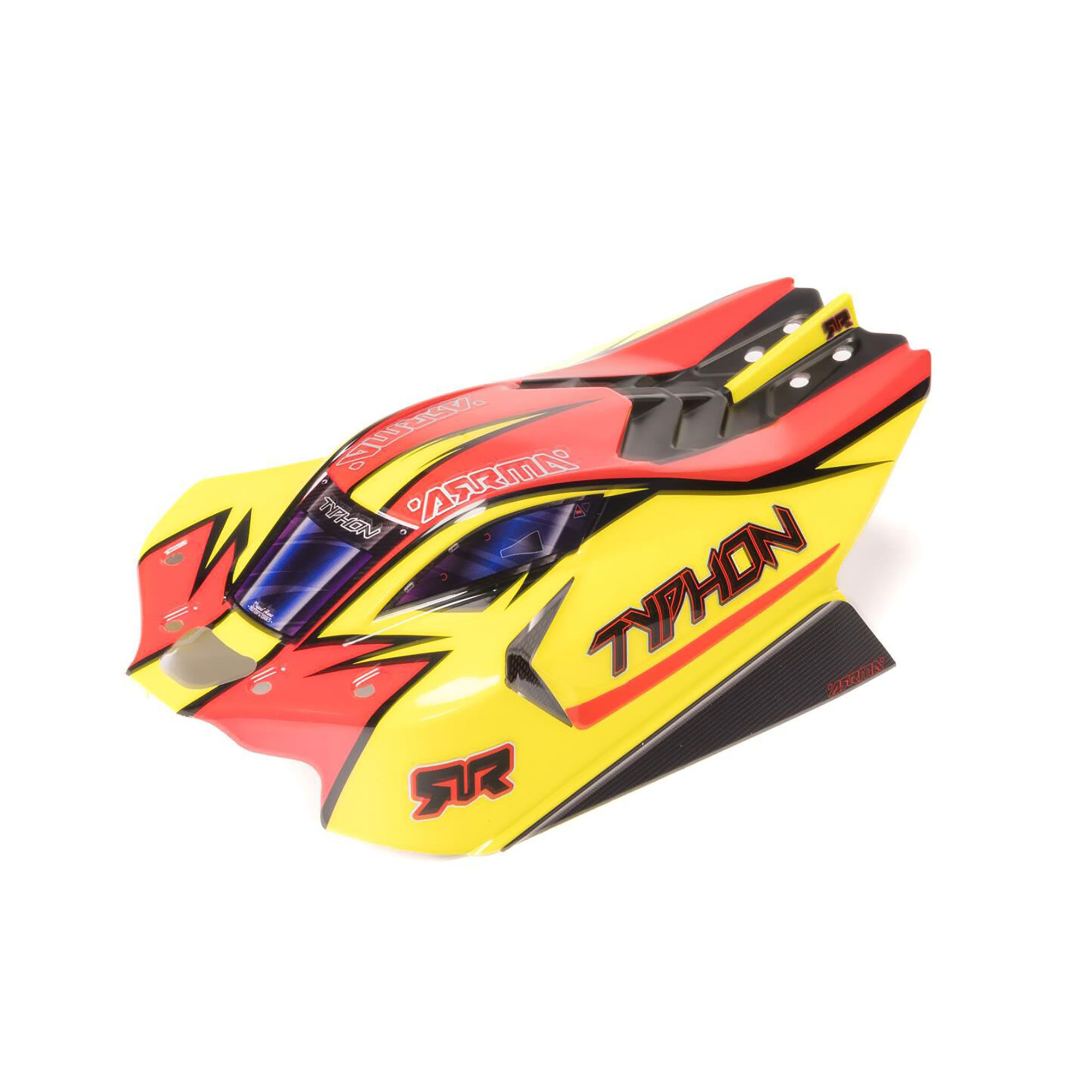 ARRMA 1:8 Clipless Painted Decaled Body, Yellow/Red: TYPHON 4X4-ARA-2250