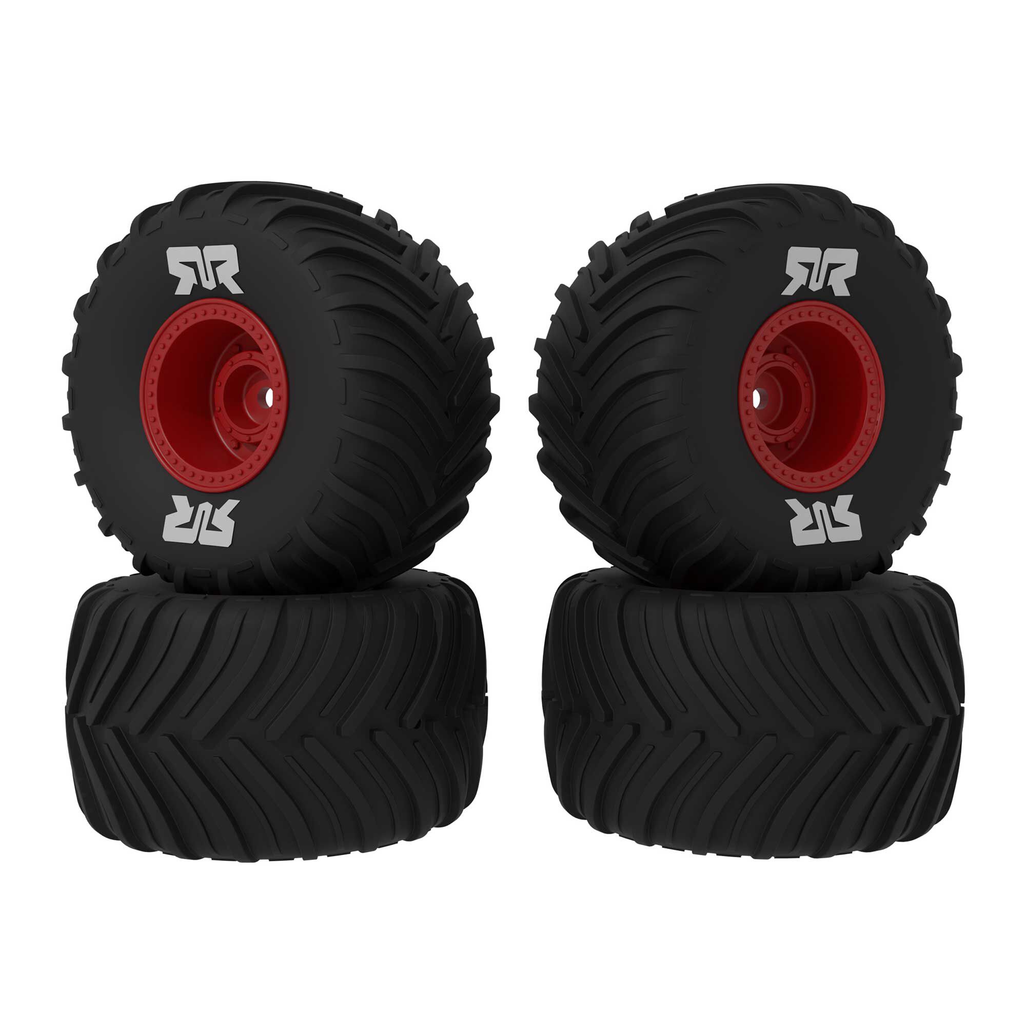ARRMA dBoots Chevron MT Tire Set Glued, Red (2 Pairs): GROM-ARA-2585