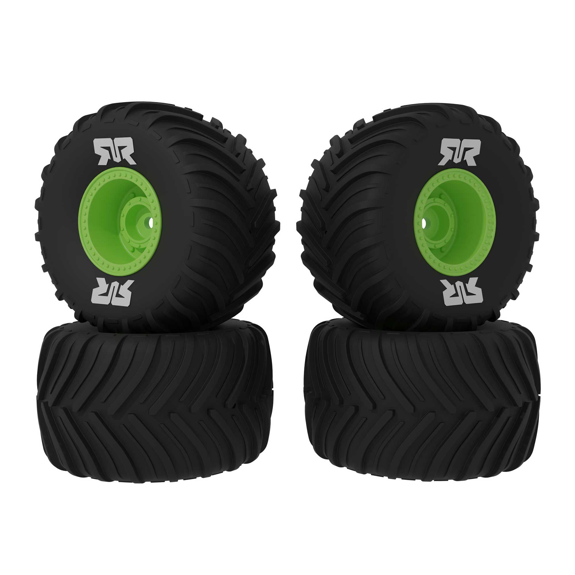 ARRMA dBoots Chevron MT Tire Set Glued, Green (2 Pairs): GROM-ARA-2610