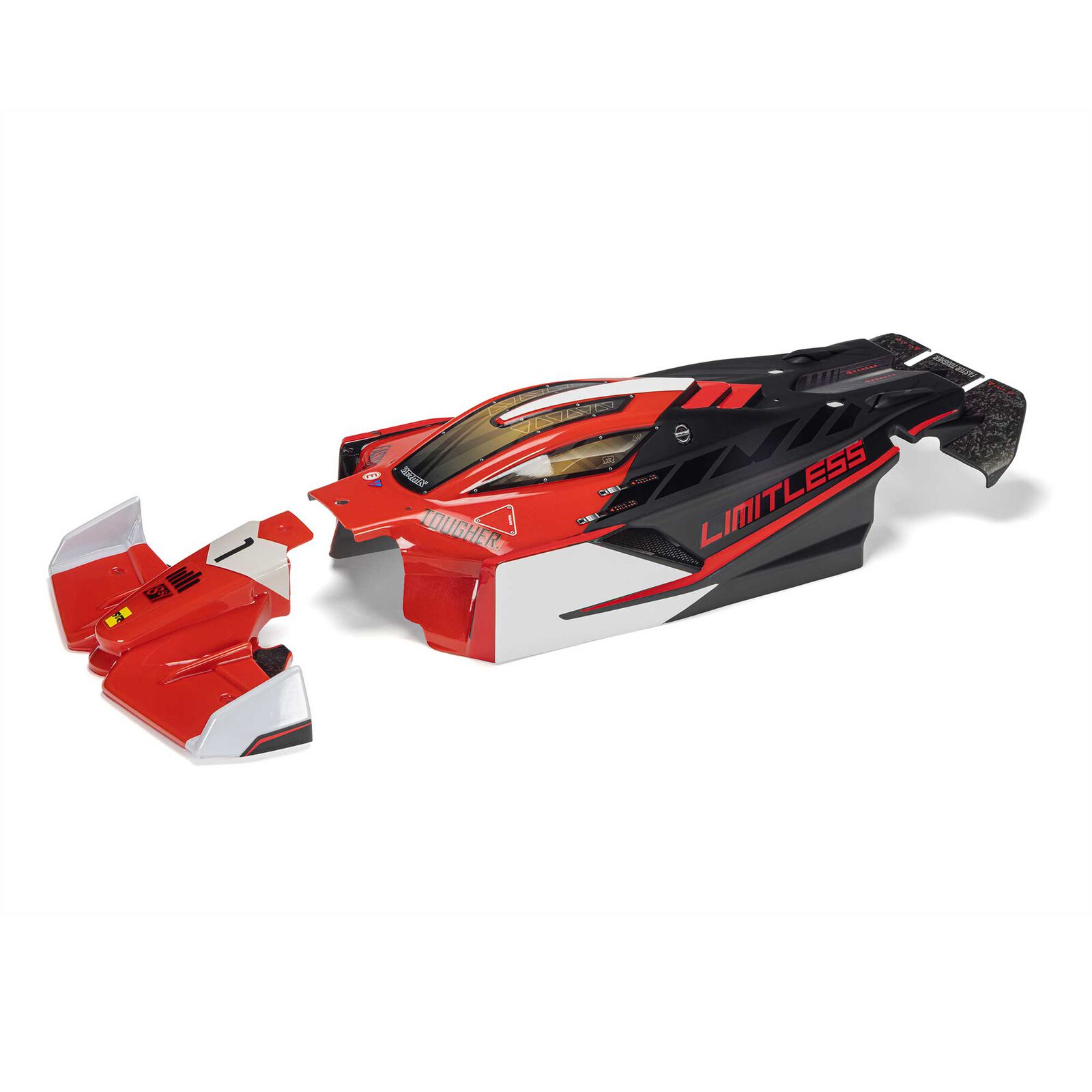 ARRMA LIMITLESS Painted Decaled Trimmed Body (Red/Black)-ARA-2802