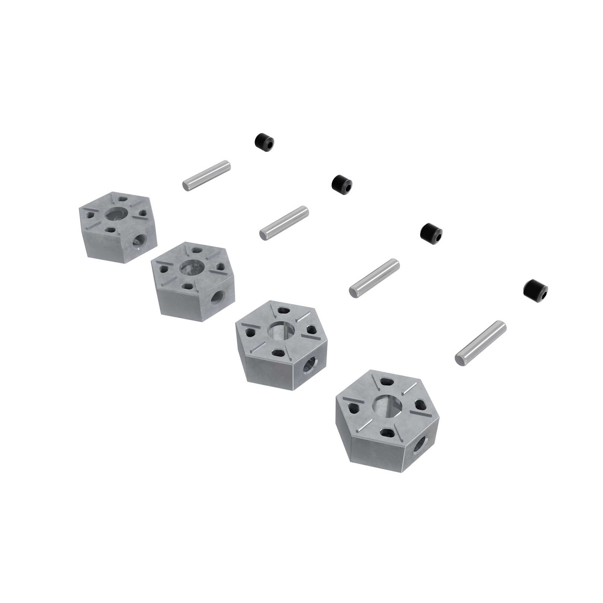 12mm Wheel Hex Set, Aluminum (4)