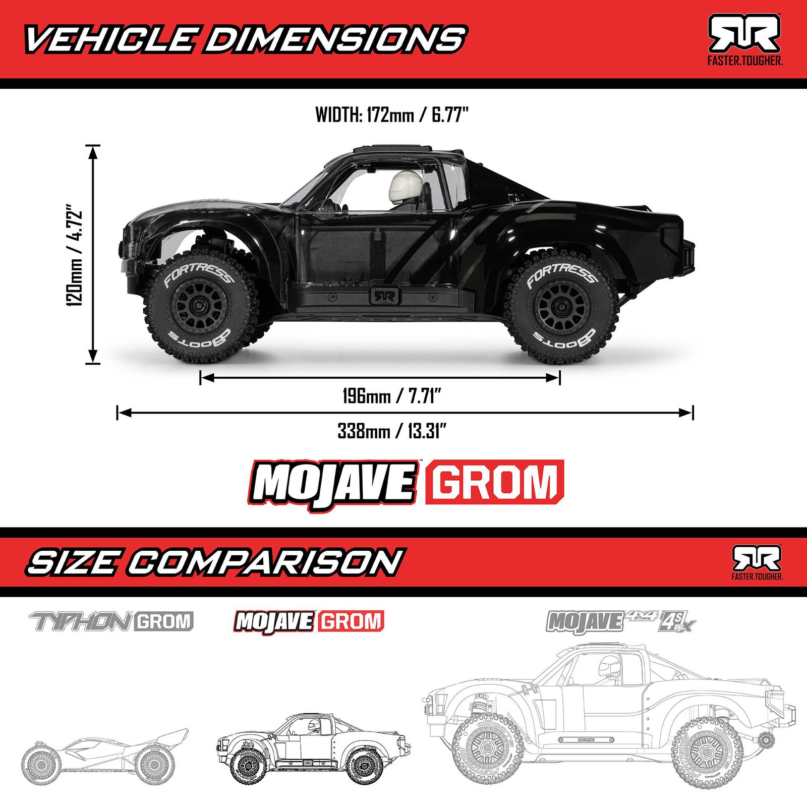 ARRMA 1/16 MOJAVE GROM RTA Kit (Battery & Charger Included)-ARA2104KT1