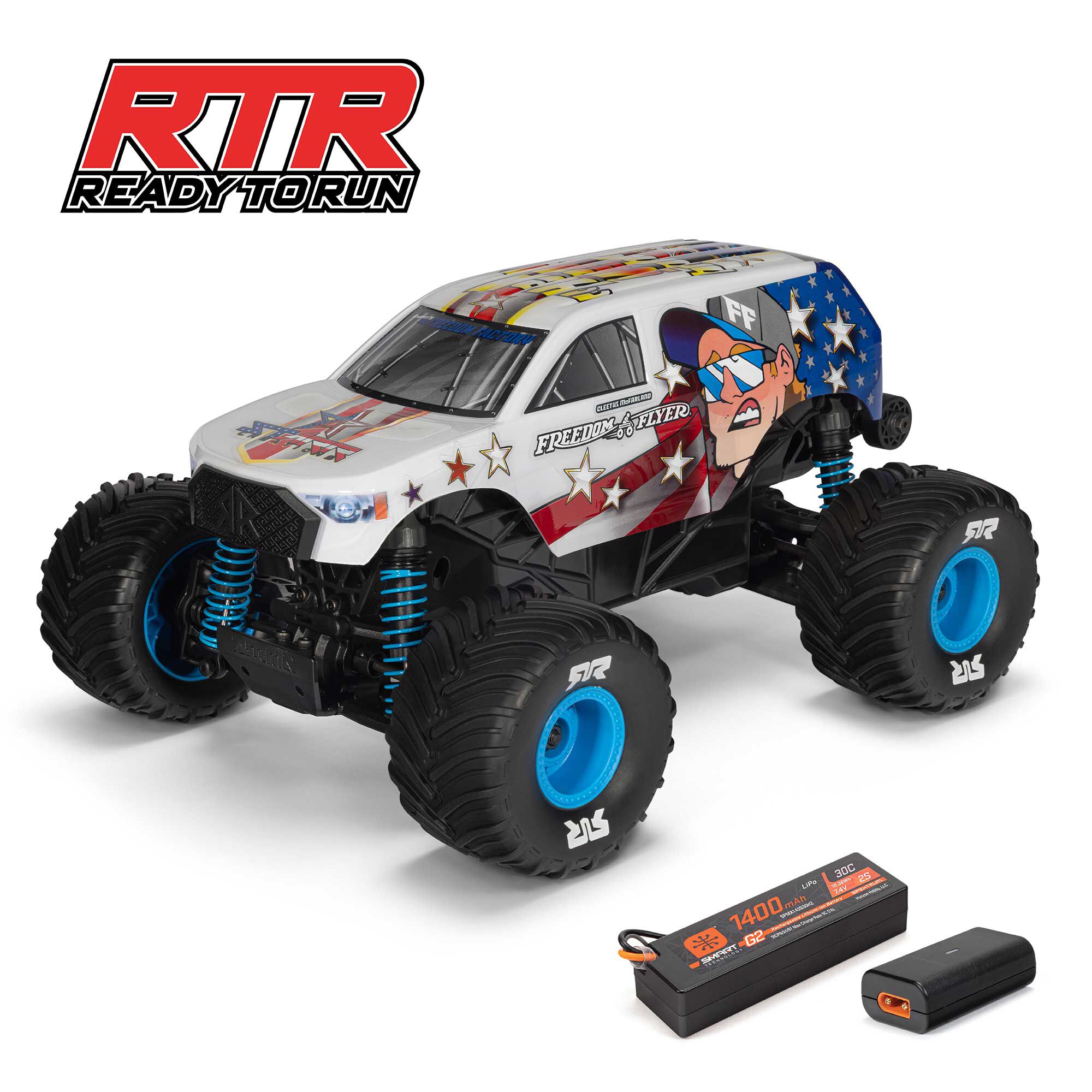 ARRMA 1/16 FREEDOM FLYER 4X4 RTR Monster Truck (Battery & Charger Included), White-ARA2130FF