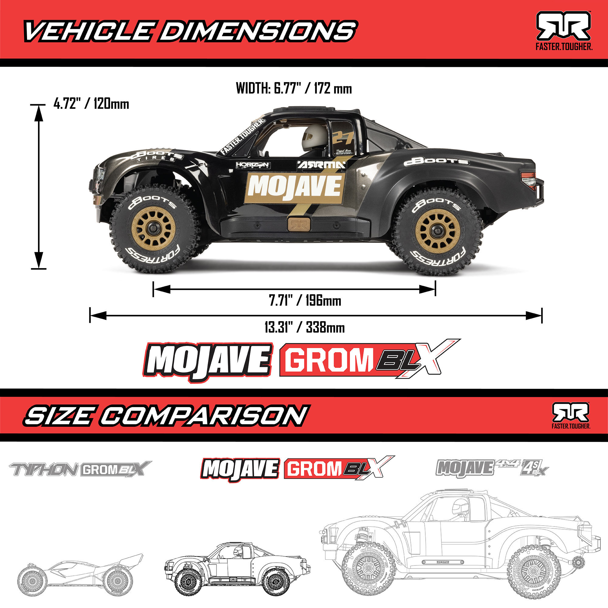 ARRMA 1:16 MOJAVE GROM 223S DSC 4X4 RTR Brushless Desert Truck-ARA2304T1