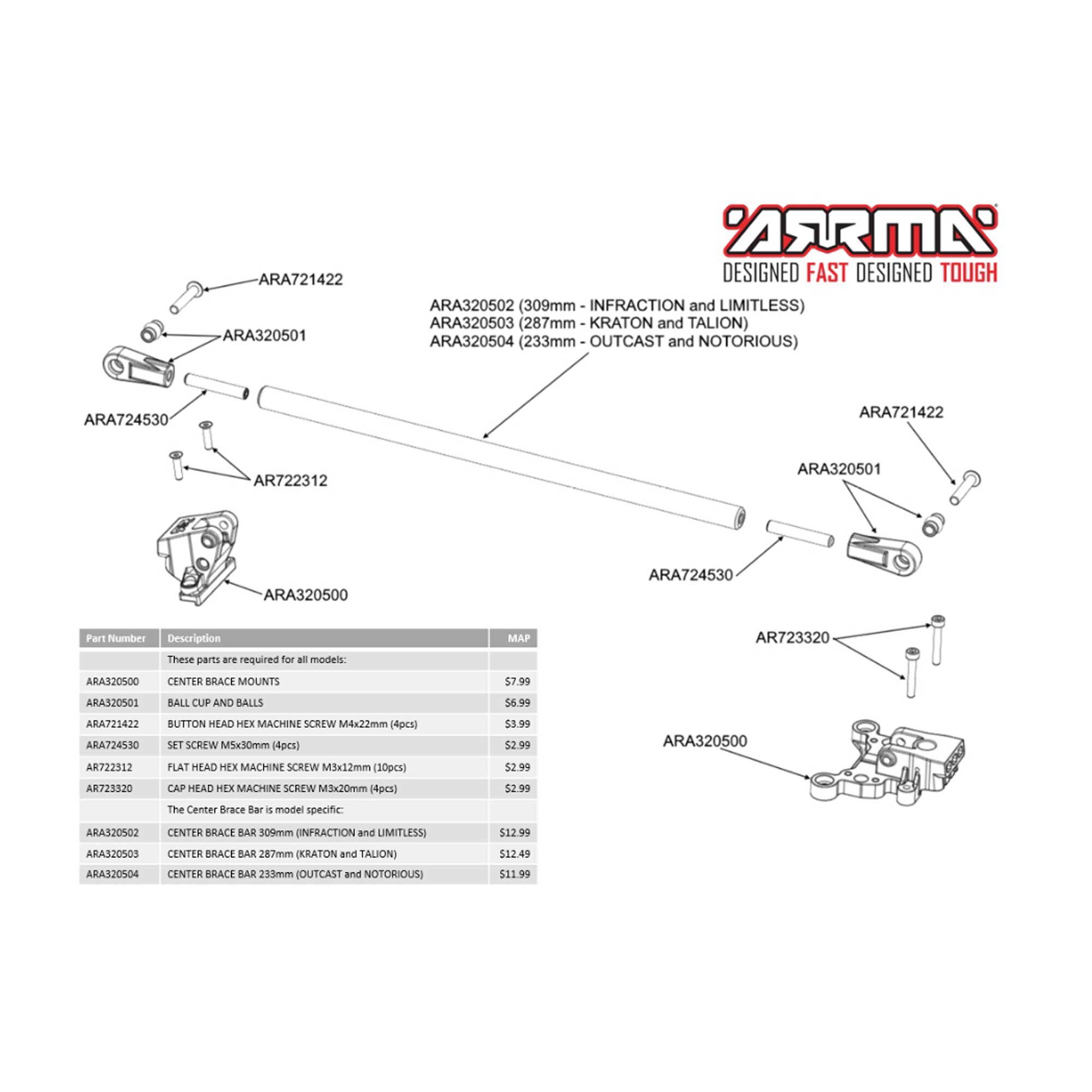 ARRMA Ball Cup & Balls-ARA320501