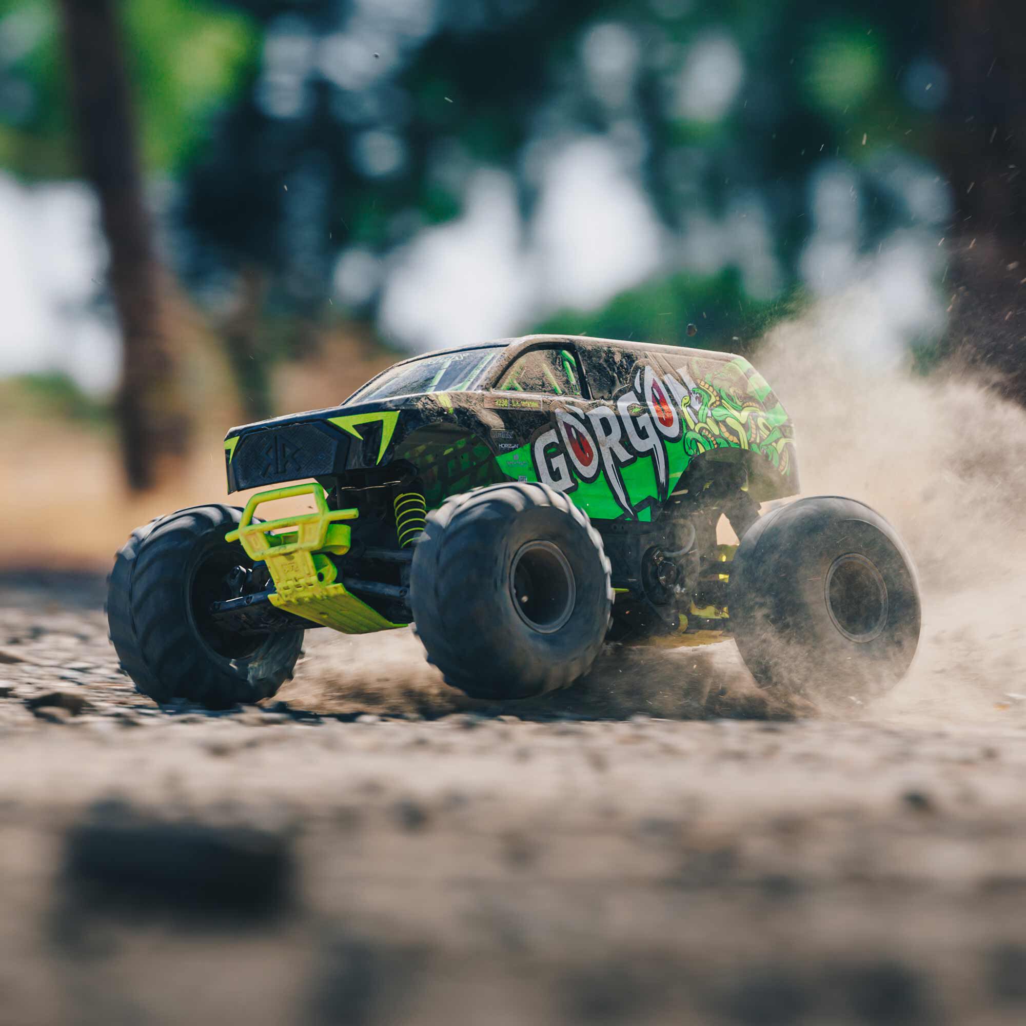  ARRMA 1:10 GORGON 2WD RTA Kit Brushed RC Monster Truck w/Battery & Charger, Yellow&Gun Metal&Red