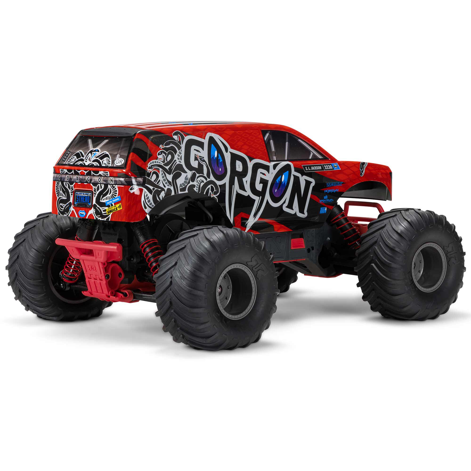  ARRMA 1:10 GORGON 2WD RTA Kit Brushed RC Monster Truck w/Battery & Charger, Yellow&Gun Metal&Red
