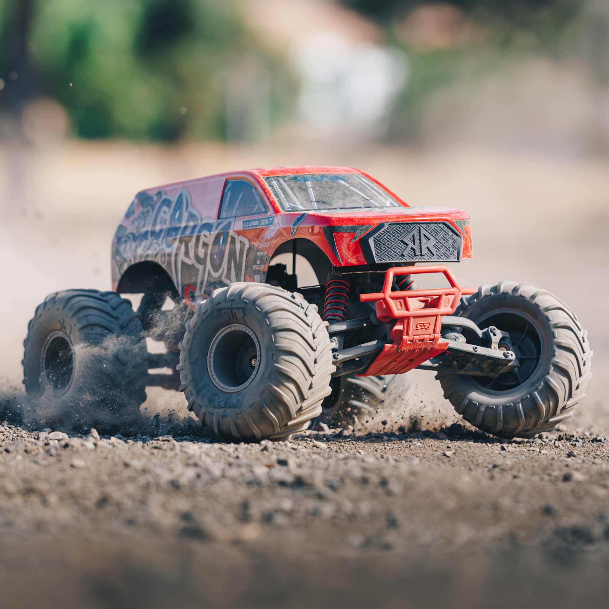  ARRMA 1:10 GORGON 2WD RTA Kit Brushed RC Monster Truck w/Battery & Charger, Yellow&Gun Metal&Red