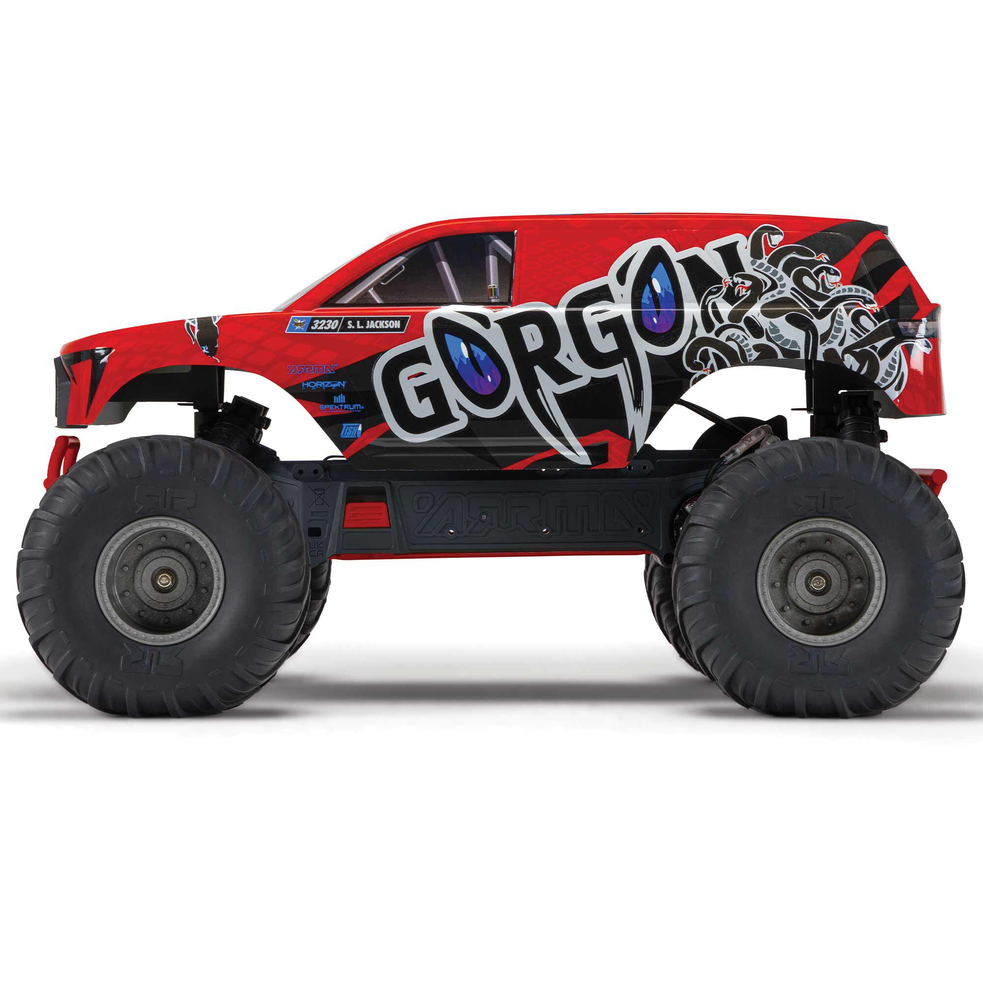  ARRMA 1:10 GORGON 2WD RTA Kit Brushed RC Monster Truck w/Battery & Charger, Yellow&Gun Metal&Red