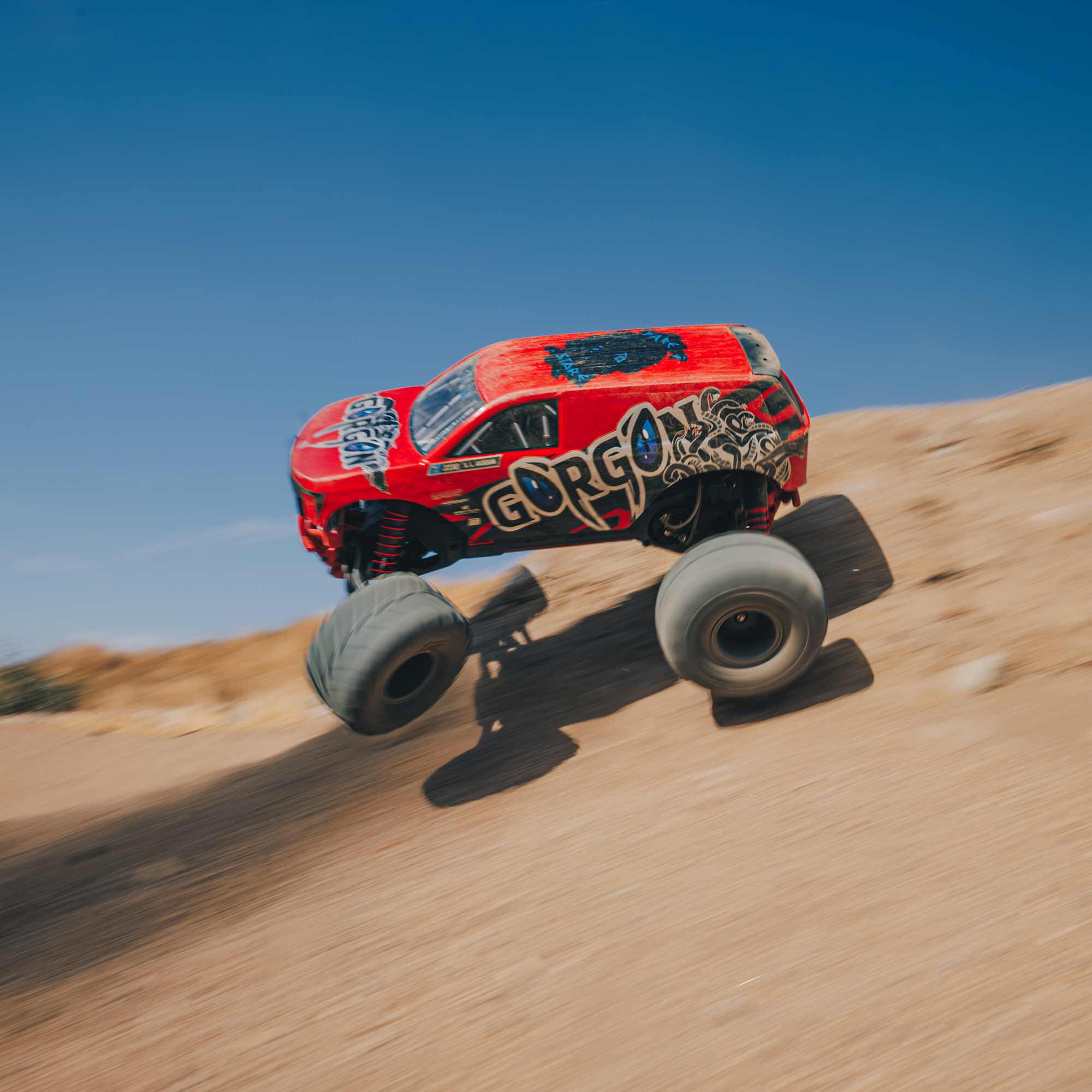  ARRMA 1:10 GORGON 2WD RTA Kit Brushed RC Monster Truck w/Battery & Charger, Yellow&Gun Metal&Red