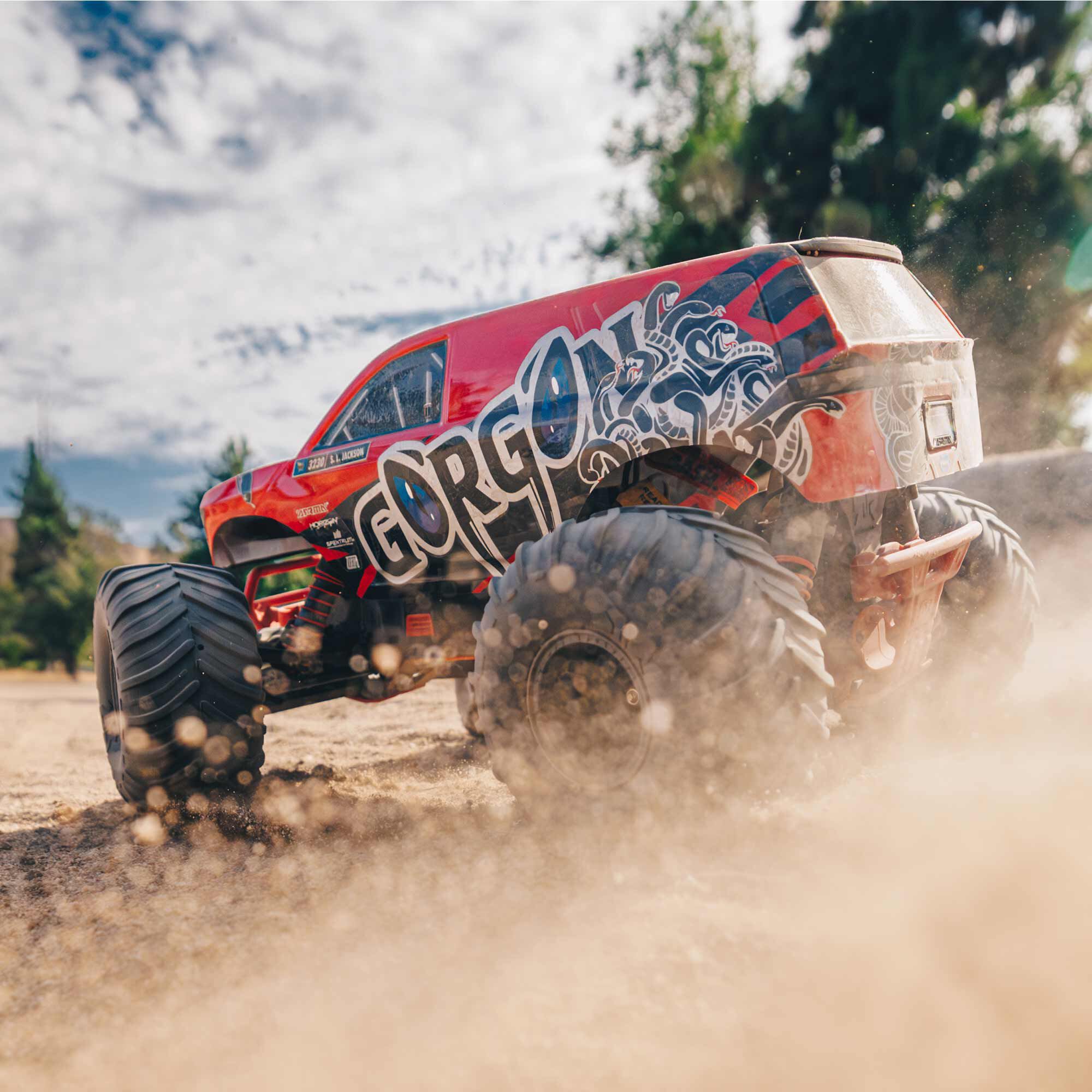  ARRMA 1:10 GORGON 2WD RTA Kit Brushed RC Monster Truck w/Battery & Charger, Yellow&Gun Metal&Red