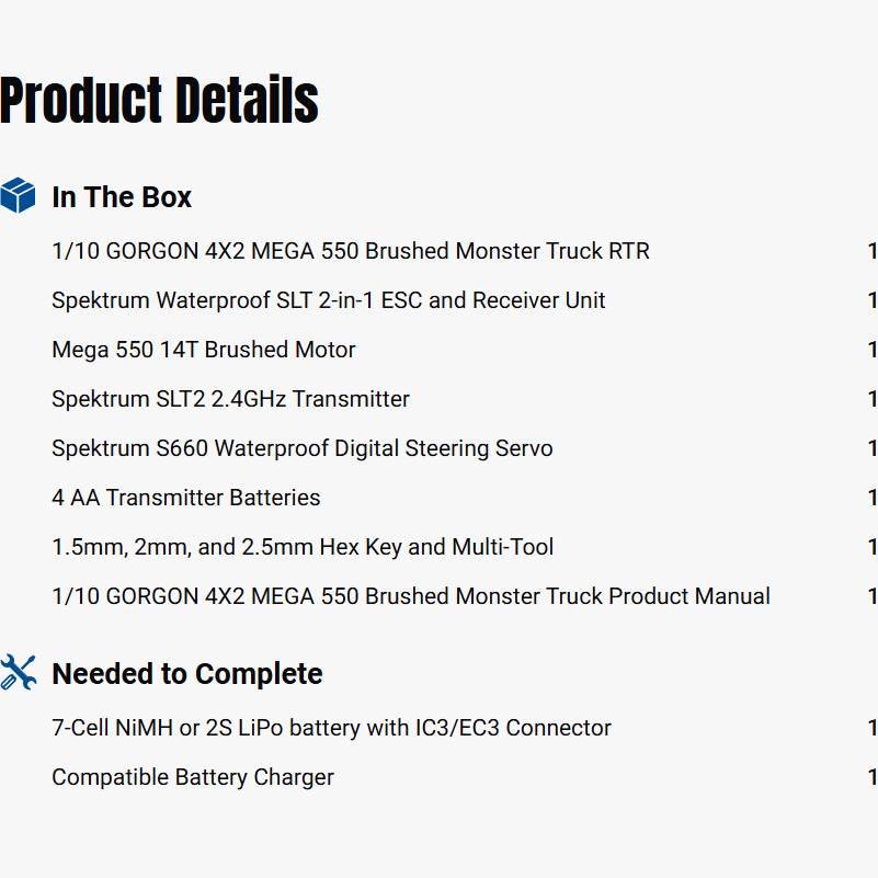 ARRMA 1:10 GORGON 2WD RTR Brushed Monster Truck, Blue-ARA3230T1