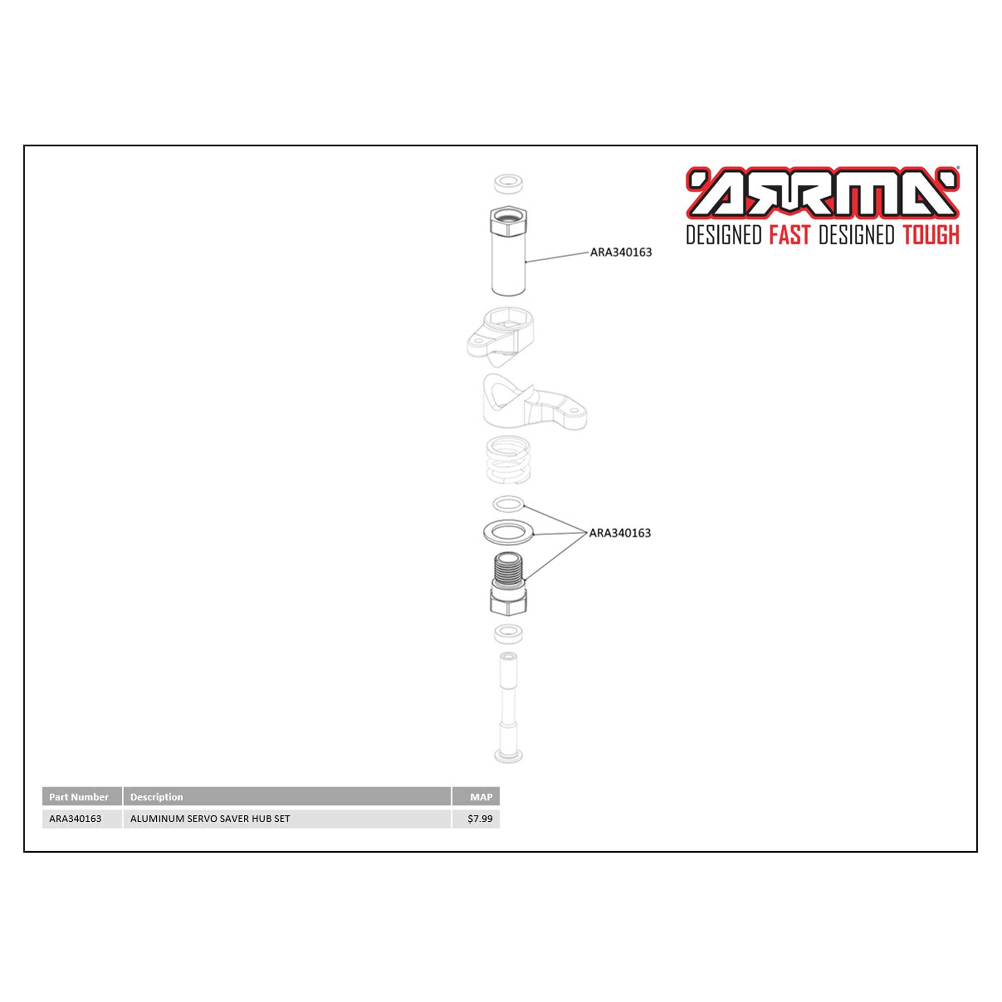 ARRMA Aluminum Servo Saver Hub Set-ARA340163
