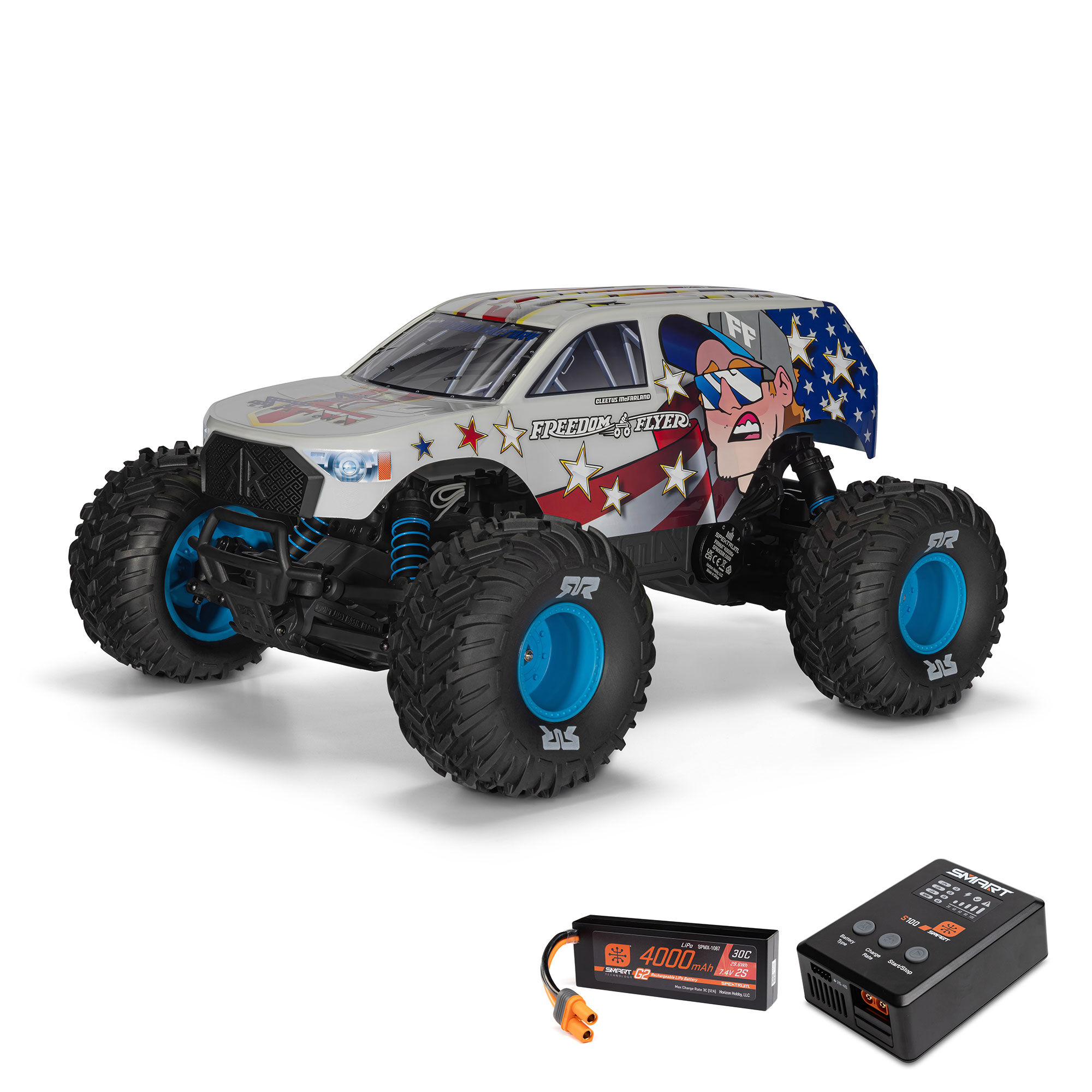ARRMA 1/10 FREEDOM FLYER 223S 2WD RTR Brushless Monster Truck (Battery & Charger Included), White-ARA3530SFFT1