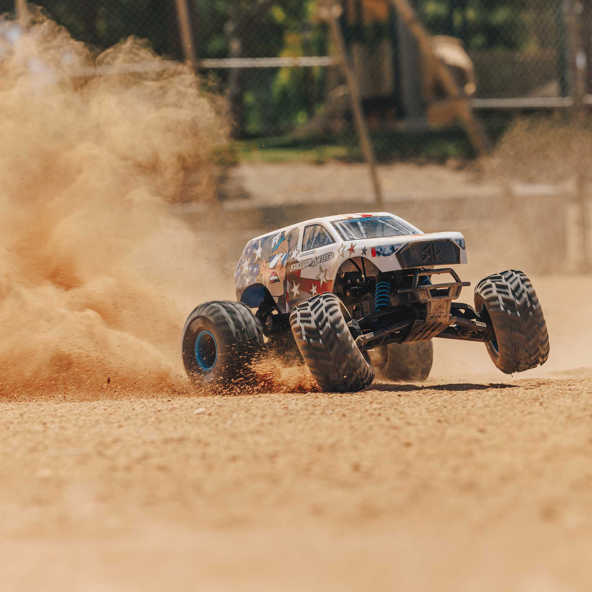 ARRMA 1/10 FREEDOM FLYER 223S 2WD RTR Brushless Monster Truck (Battery & Charger Included), White-ARA3530SFFT1
