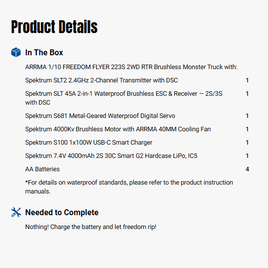 ARRMA 1/10 FREEDOM FLYER 223S 2WD RTR Brushless Monster Truck (Battery & Charger Included), White-ARA3530SFFT1